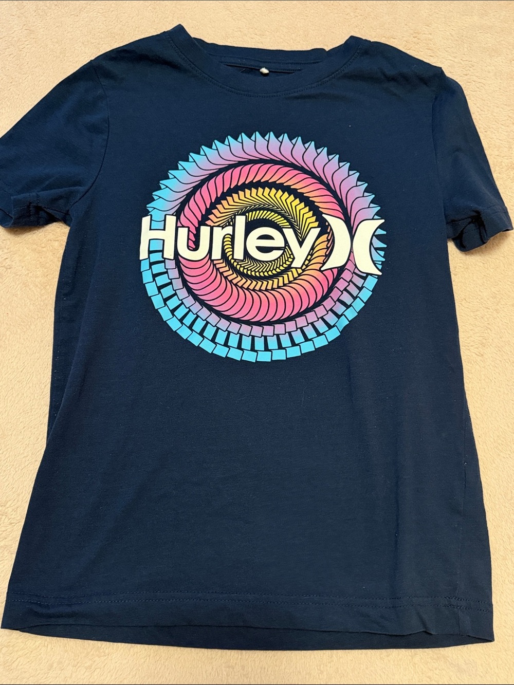 Hurley Navy Tee with Multicolor Spiral Logo